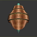 Decorative Ornament Set With Unique Textured Orange Design And Green Glowing Accents