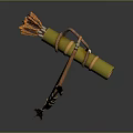 Handmade Primitive Weapon Featuring Wooden Bow Arrows Yellow Quiver And Leather Rope