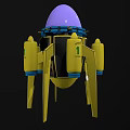 Rocket Toy Model With Purple Dome Blue Section Yellow Legs Cylindrical Parts And Number 1