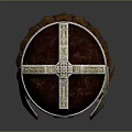 Ancient Decorative Helmet With Intricate Patterns On Metal Frame And Leather Straps