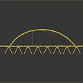 Yellow Steel Arch Bridge Model With Gray Deck And White Lane Lines