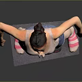 Woman Standing On Weight Scale Wearing Pink Vest Denim Shorts And Pink Slippers