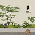 Indoor Landscape Design With Planter Box Tree Ferns Window Silhouette Lamp And Wooden Floor