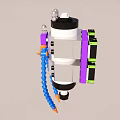 Colorful Mechanical Structure With Purple White Blue Orange Components And Silver Top Parts