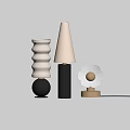Modern Table Lamps Featuring Wave Shade Black Base Gray Cylinder And Flower Design