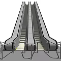 Stainless Steel Modern Escalator Featuring Moving Steps Safety Handrails And Metal Railings