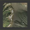 Mountainous Terrain 3D Model With Green Vegetation And Snow Covered Areas