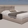 Modern Double Bed With Gray Upholstered Headboard White Bedding And Matching Nightstands