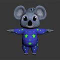 Adorable 3D Koala Character Wearing Blue Onesie With Green Stars And Arms Outstretched