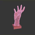 Red Hand Sculpture with Red Base Modern Decorative Home Living Ornament