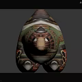 Colorful Space Patrol Rocket Ship Model With Cosmic Star Motifs And Decorative Patterns