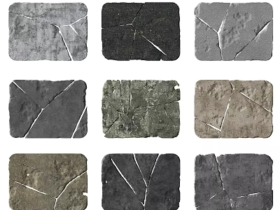 Natural Stone Wood Decorative Slabs With Multiple Colors And Cracked Textures 3d model