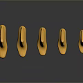 Five Yellow Shoe Toe Shapes Arranged In Row On Black Background