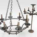 Lighting Combinations Of Vintage Metal Chandelier And Floor Lamp With Multiple Candle Holders