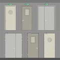 Various Interior Doors With Different Designs Colors And Window Styles 3d model