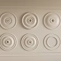 Elegant White Ceiling Light Panels With Circular Patterns And Decorative Border Design 3d model