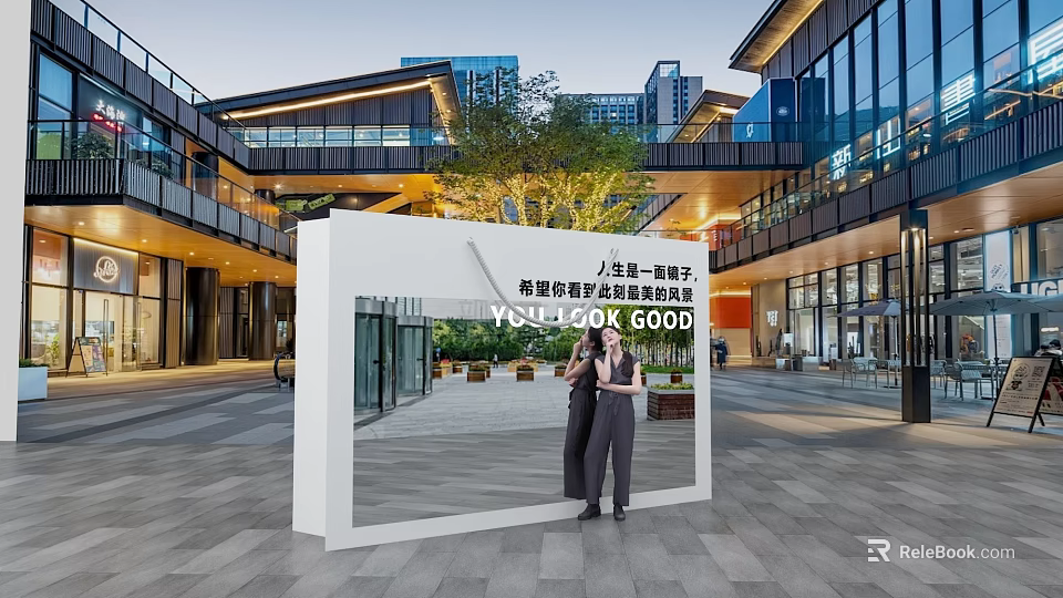 YSL 500X GOOD Photo Check-in Spot With People Taking Photos Modern Architecture And Green Plants 3d model 