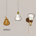 Poliform Modern Wall Mounted Sconce With White Shade And Dark Base Design 3d model