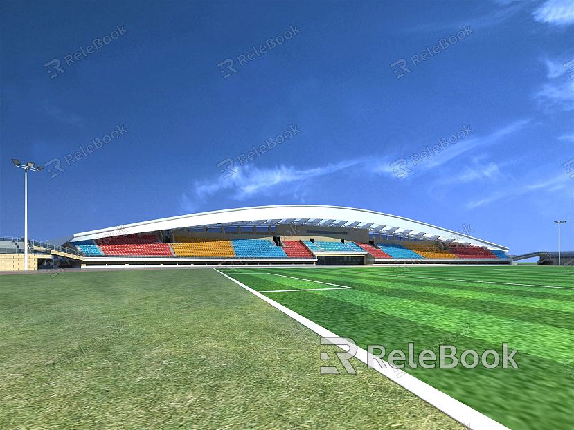 Modern football stadium stands model