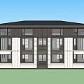 Two Story Detached Villa with Contemporary Traditional Style Large Glass Windows and Stone Exterior