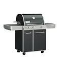 Outdoor Spirit Grill Black And Silver Design With Control Knobs Storage Cabinets And Wheels 3d model