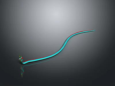 Shiny Blue And Red Reptile Snake With Long Slithering Body On Gray Gradient Background 3d model