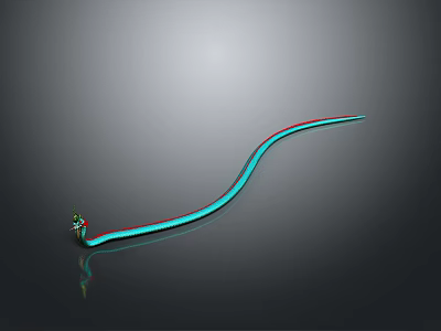 Shiny Blue And Red Reptile Snake With Long Slithering Body On Gray Gradient Background 3d model