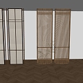 Middle-style glass partition solid wood grille porch partition 3d model