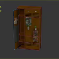 Brown Double Door Locker Furniture With Open Door And Stickers Inside