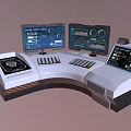 Advanced Modern Control Console Workstations Featuring Multiple Screens And Digital Panels 3d model