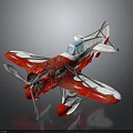 Vintage Red And White Biplane Model With Propeller And Classic Design 3d model
