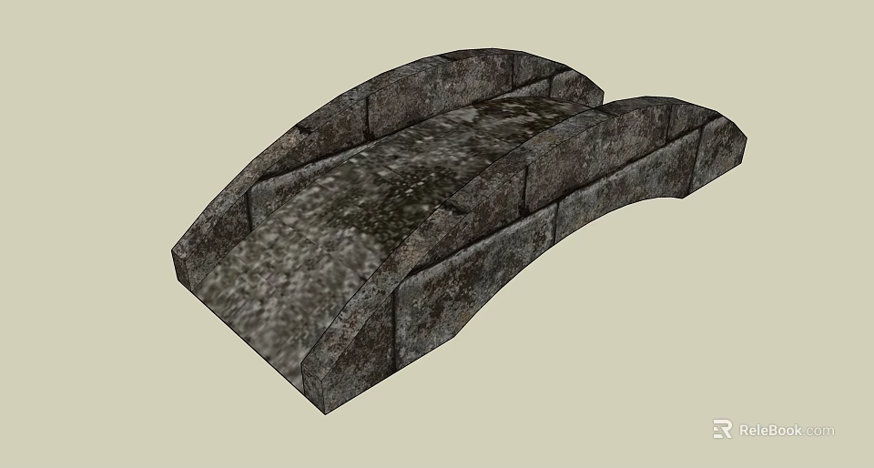 Ancient Stone Arch Bridge Constructed With Rough Textured Stones And Solid Structure 3d model 