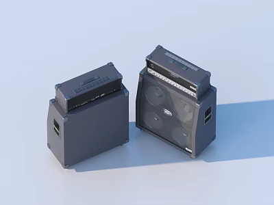Two Black Portable Stereo Speakers With Compact Design And Clear Sound 3d model