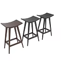 Wooden Bar Stools in Brown and Black with Modern Minimalist Design