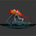 Game Movie Character Blonde Armored Battling Red Orange Creatures On Blue Flowing Water Platform