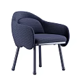 Modern Navy Blue Leisure Chair with Upholstered Fabric Armrests and Sturdy Metal Legs