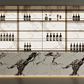 Modern Wine Cabinet With Glass Shelves And Marble Counter Displaying Wine Bottles