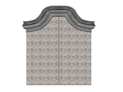 Traditional Building Exterior Wall With Brick Surface And Arched Decorative Top 3d model