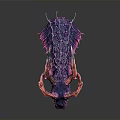 Purple Pink Fantasy Creature With Curved Horns And Spiked Textured Body