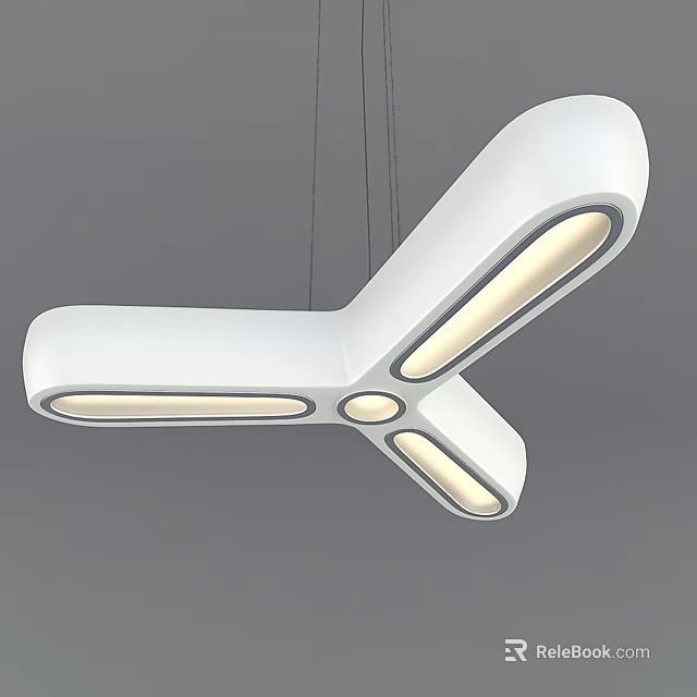 Modern White Y Shaped Chandelier with LED Lighting for Contemporary Home Decor 3d model 