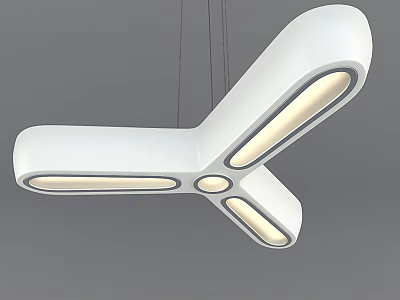 Modern White Y Shaped Chandelier with LED Lighting for Contemporary Home Decor 3d model