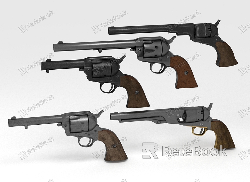 Revolver Western Denim pistol ranged weapon model