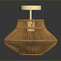 Wicker Lamp With Gold Top And Rounded Woven Texture Design 3d model