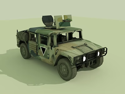 Military Hummer Vehicle With Camouflage Paint And Roof Mounted Equipment 3d model