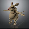 3D Mouse Character With Beige Color Large Ears Pink Nose Black Eyes And Standing Pose