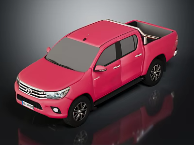 Pink Pickup Truck With Stylish Exterior Shiny Finish And Black Wheels 3d model