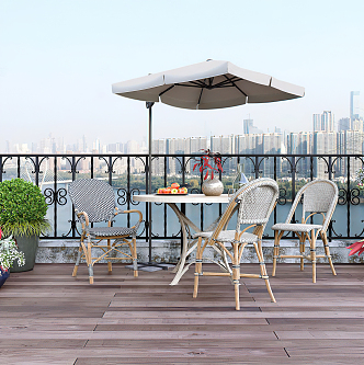 Modern Outdoor Table and Chair Outdoor Rattan Dining Table and Chair 3d model