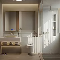 Modern Bathroom Interior With Illuminated Mirror Vanity Shower And Natural Light