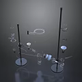 Laboratory Medical Devices Featuring Glass Beakers Test Tubes and Metal Stands
