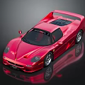 Red Ferrari Sports Car With Sleek Design Rear Spoiler And Shiny Surface On Dark Background